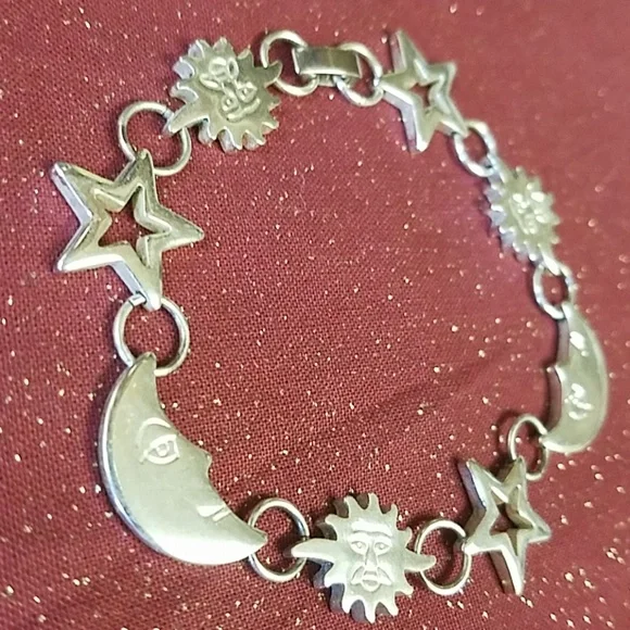 Taxco Silver Sun and Moon Bracelet - Picture 2 of 5